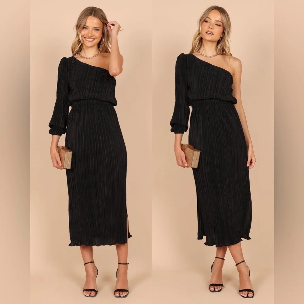 Petal & Pup - Pontee One Shoulder Pleated Midi Dress - Picture 6 of 6